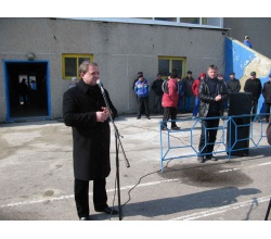 Виступ мера Сватове Е. В. Рибалко на відкритті міжнародного турніру серед дітей в Сватове